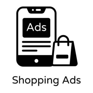 icon of shopping ads in modern glyph style vector